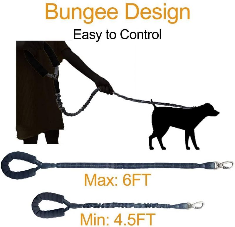 Heavy Duty Bungee Dog Leash 6FT-4.5FT Strong Training Rope Leash Extra Comfortable Padded Handle