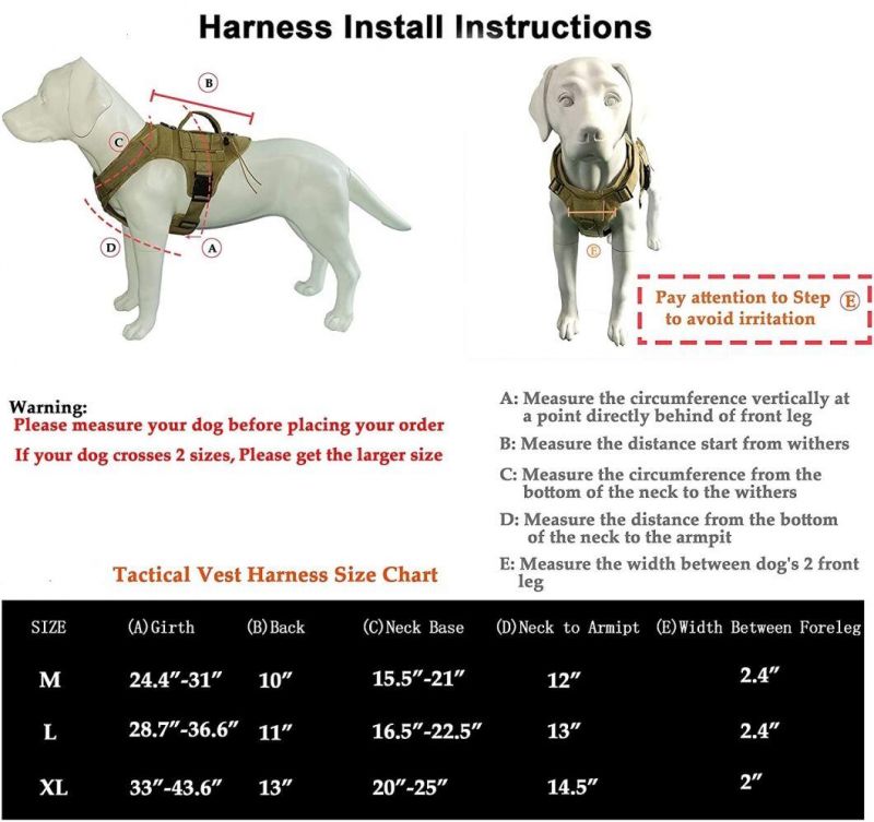 Spupps Tactical Dog Training Vest for Dogs Adjustable K9 Dog Hiking Harness Working Vest