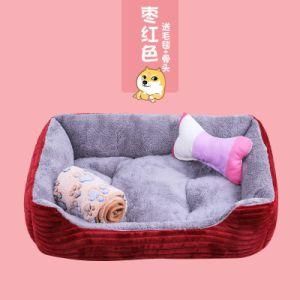 Hotsale Cute Cushion Soft Warm Colorful Long Plush Round Kennel Doughnut Dog Pet Bed