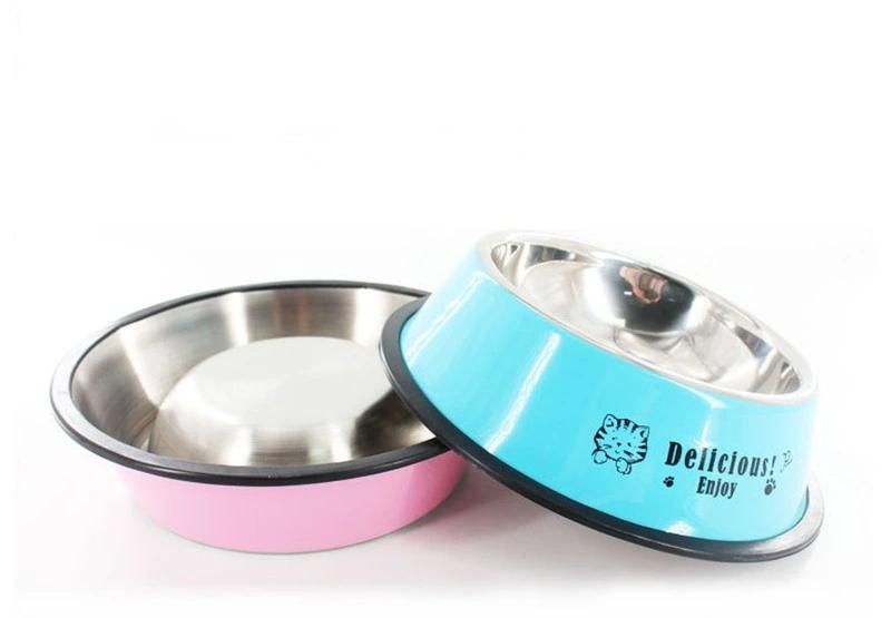 Pet Supplies Non-Slip Stainless Steel Dog Drinking Water Food Bowl
