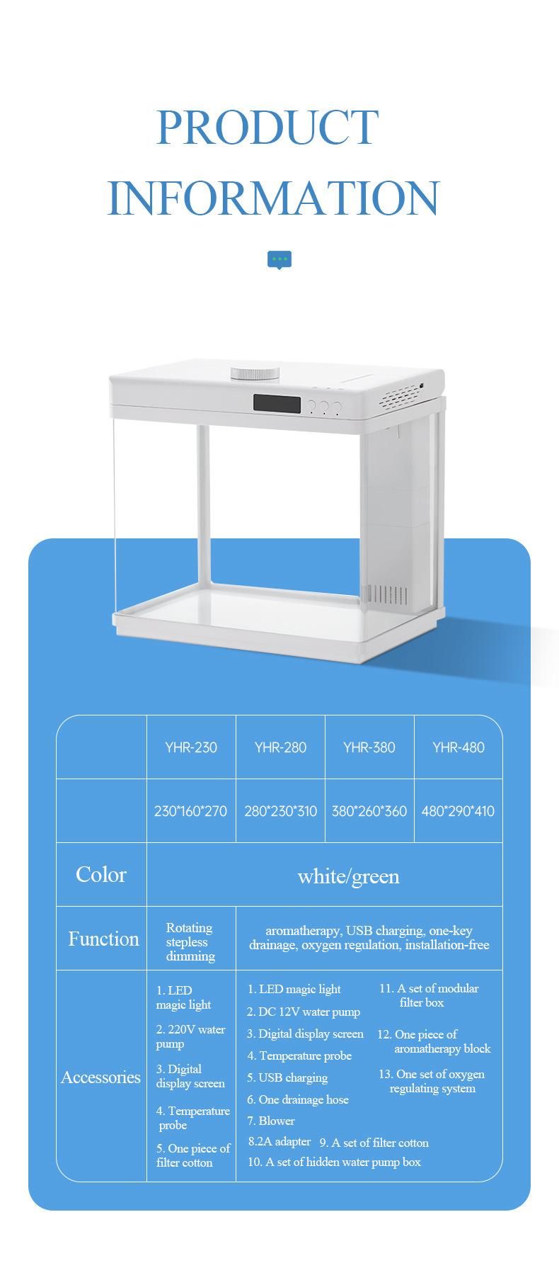 Yee Factory Wholesale Glass Aquarium Multi-Functional Fish Tank Aromatherapy Aquarium