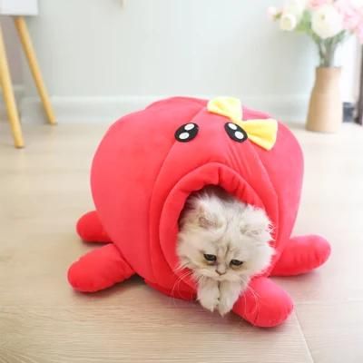 Octopus Shape Pet Supplies Warm Cat Litter Animal Shape Semi-Enclosed Cat House Small Dog Kennel Bed