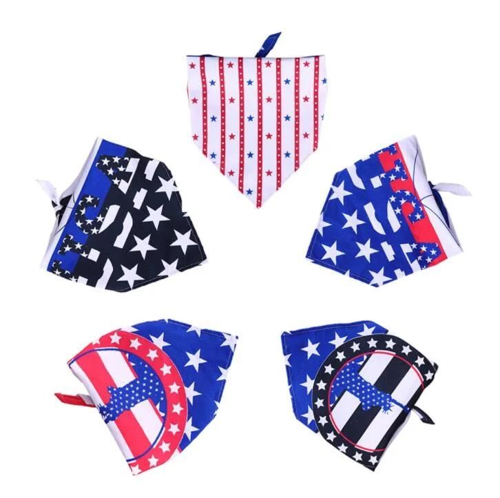 Forth of July Bandana Dog Bandana Large American Flag Dog Bibs Scarf
