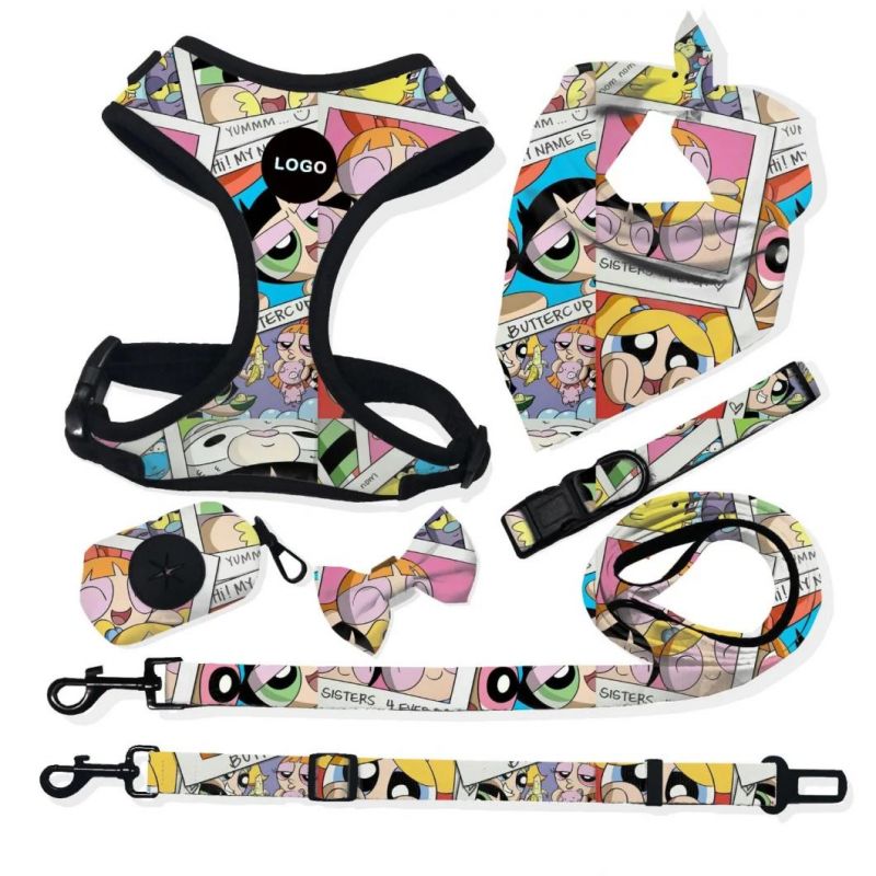 Custom Dog Harness Set Collar Adjustable Padded Sublimation Luxury Dog Chest Harness Pet Accessories for Dogs