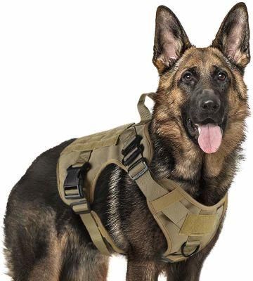 Military Working Dog Vest Tactical Dog Harness Vest Large with Metal Buckles &amp; Loop Panels, No-Pull Adjustable Training Harness
