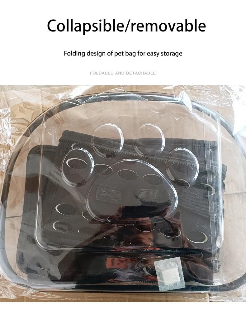 Cross-Body Foldable Pet Bag Breathable Portable Pet Dog Cat Backpack Transparent Cat Travel Bag