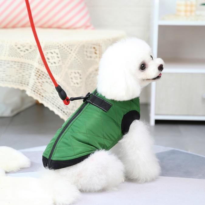 Puppy Pet Thick Coat with Reflective Stripe and Tracking Pulling Buckle Two Legged Dog Warming Clothes