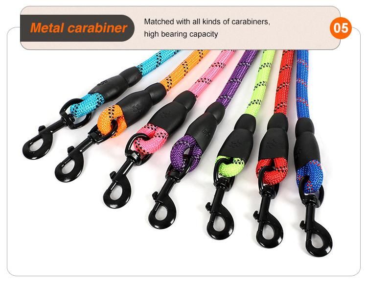 5 FT Strong Dog Nylon Rope Leash with Comfortable Padded Handle Highly Reflective Threads Dog Leashes