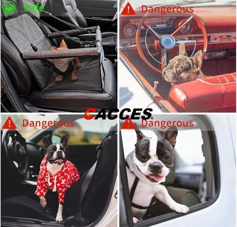 Car Carrier for Dog&Cat, Waterproof Dog Car Seat Booster Carrier, Car Dog Boox, Cage Seat Cover Dog Bag with Safety Belt Sturdy Frame Durable&Breathable Mesh