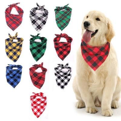 Hot Sell Custom Printed Pet Cotton Plaid Dog Bandanas with Logo