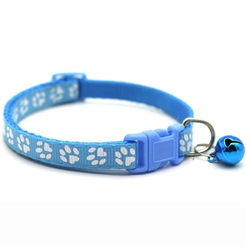 Small Dog Cute Bell Footprint Adjustable Buckle Pet Supplies Cat Collar