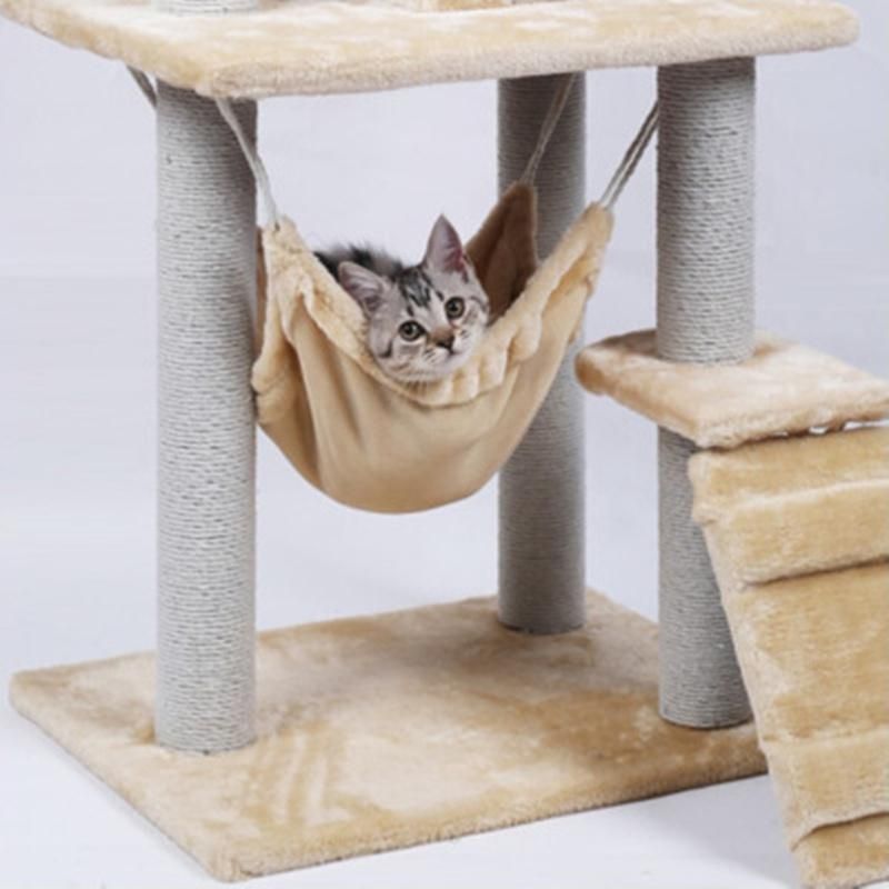 Factory Supplier Customized Design Plush Wooden Pet Condo Cat Tree Tower Cat Climbtree
