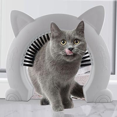 in Stock OEM ODM Bulk Products Kitty Door with Grooming Brush -Removable Beauty Fit 10kg or Less Cat Pass Cat Door for Interior Doors