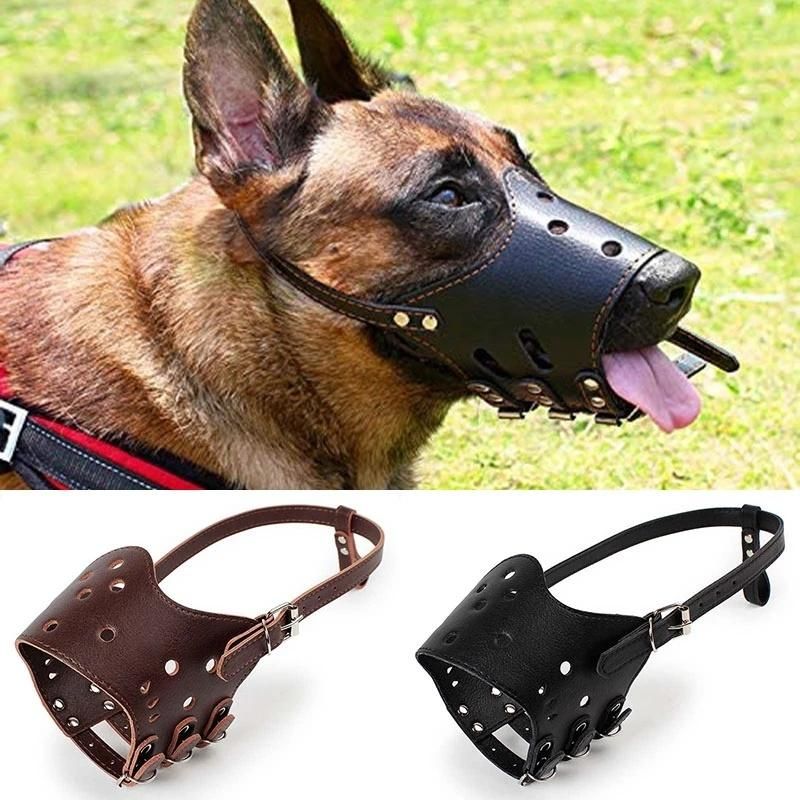 Anti Bark Bite Chew Pet Training Supplies Leather Dog Muzzle