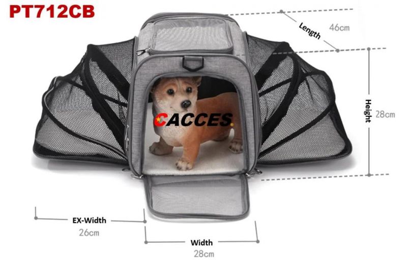 Pet Carrier Bag,Airline Approved Pet Travel Carrier,Removable Mat&Breathable Mesh,Foldable&2 Sides Extendable Cat Carrier Bag for Cats,Dogs Expandable Carrier