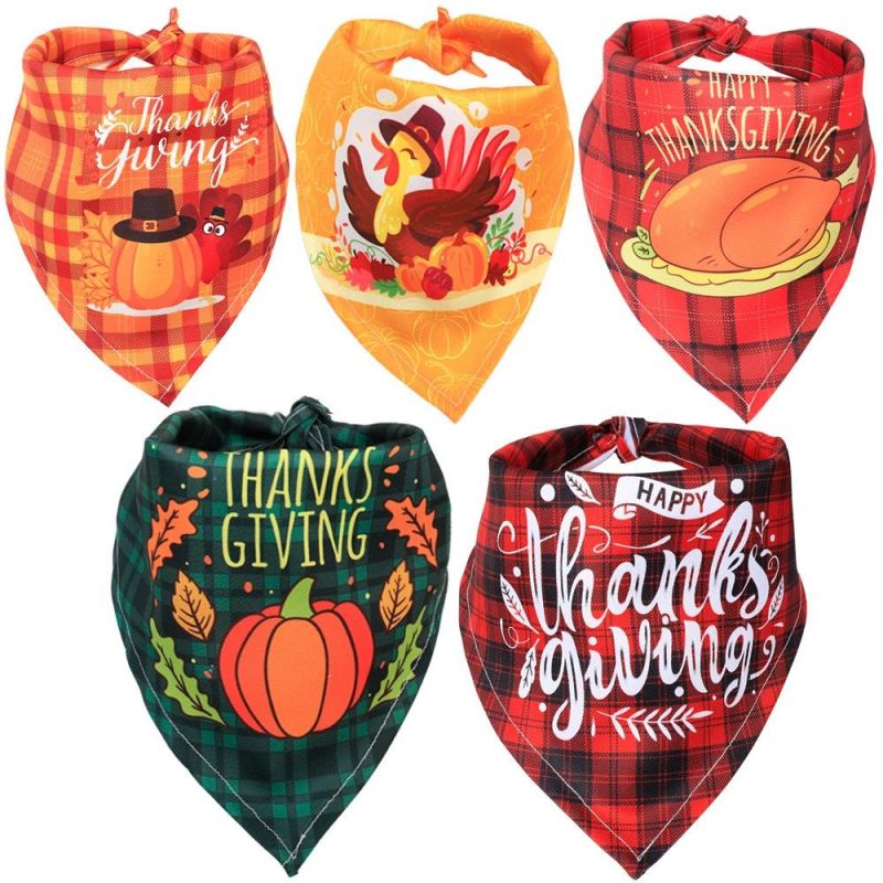 Pet Triangle Bandanas Thanks Giving Print Scarf Collar Neckerchief