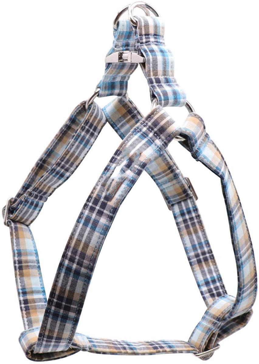 Step in Plaid Pattern Dog Harness with Cotton Fabric