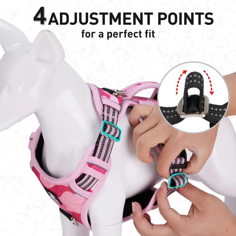 Adjustable Easy Control Dog Harness with Handle 2 Metal Rings - Durable Reflective