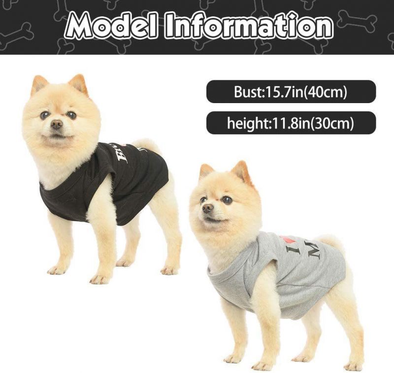 Dog T Shirts Pet Summer Vests I Love My Mom Dog Clothes with Fashion Printing 2 Pack