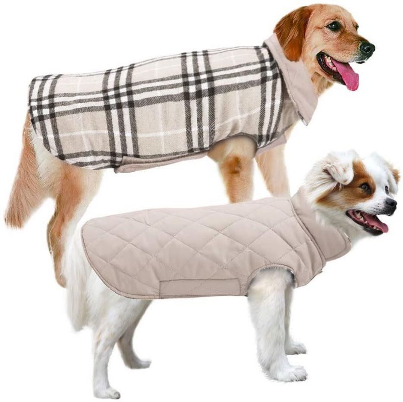Cold Weather British Style Plaid Warm Dog Vest for Small Medium Large Dogs