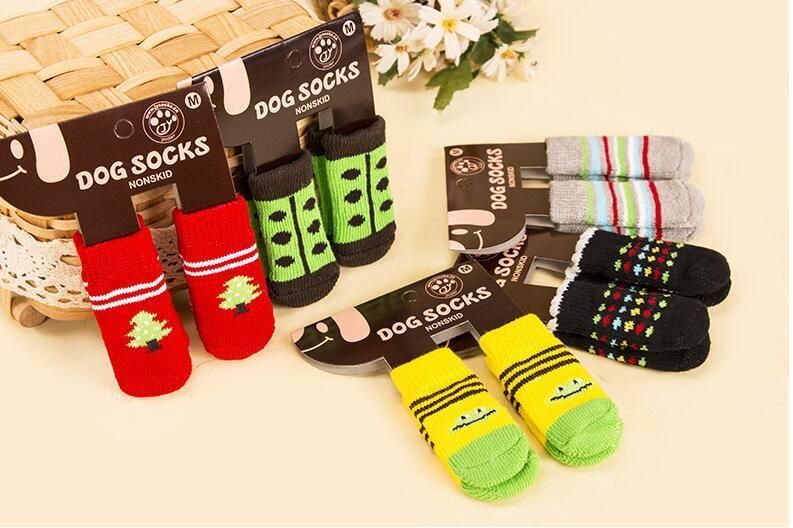 4PCS/Set Anti-Slip Dog Socks Lovely Pet Socks Custom Dog Socks