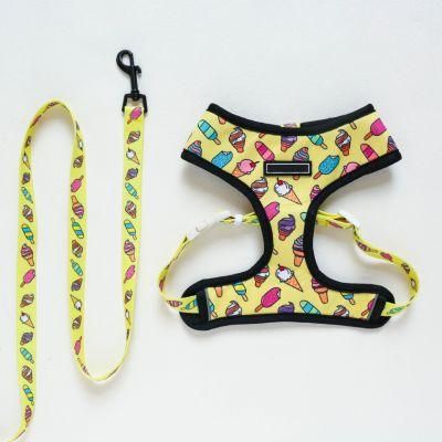 Wholesale Supplies High Quality Designer Custom Print Adjustable No-Pull Easy Walk Pet Dog Harness Leash Set