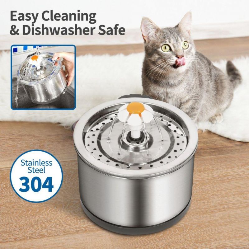 2.5L Automatic Stainless Steel Fountain for Cats Capacity Drinking Fountain