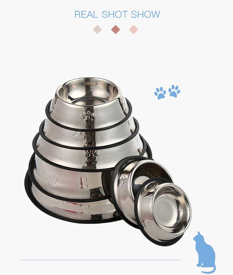 Wholesale Stainless-Steel Non-Skid Silicone Mat Pet Dog Feeder Water Bowl