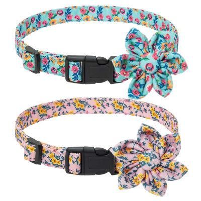 Personalized Cute Adjustable Floral Dog Collar with Detachable Flower Accessories