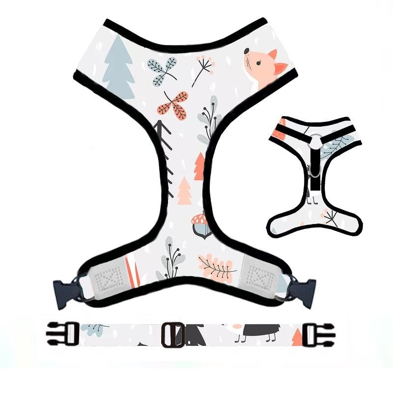 Sublimation Pet Harness OEM Personal Label Custom Print Pattern Dog Leash and Harness Neoprene Reversible Dog Harness/Pet Accessories