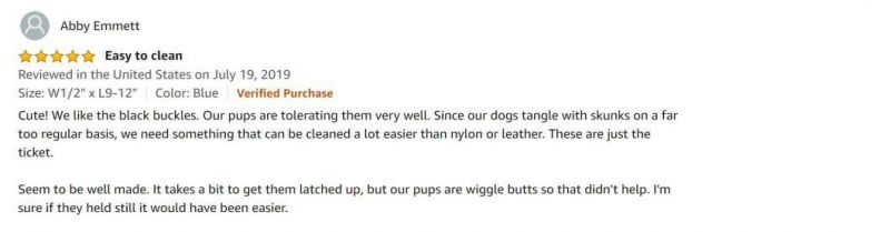 Odor Resistant Waterproof Dog Collar with Heavy Duty Center Ring