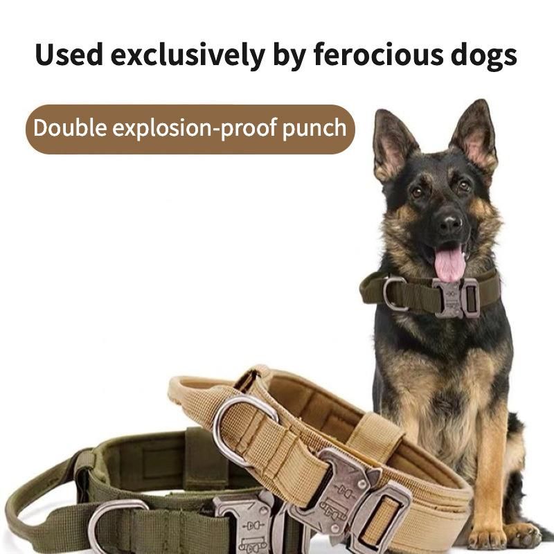Heavy Duty Multiple Colour Pet Training Quick Release Metal Buckle Padded Tactical Dog Collar with Handle