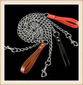 Durable Dog Chain Lead with Leather Handle (KC0028)