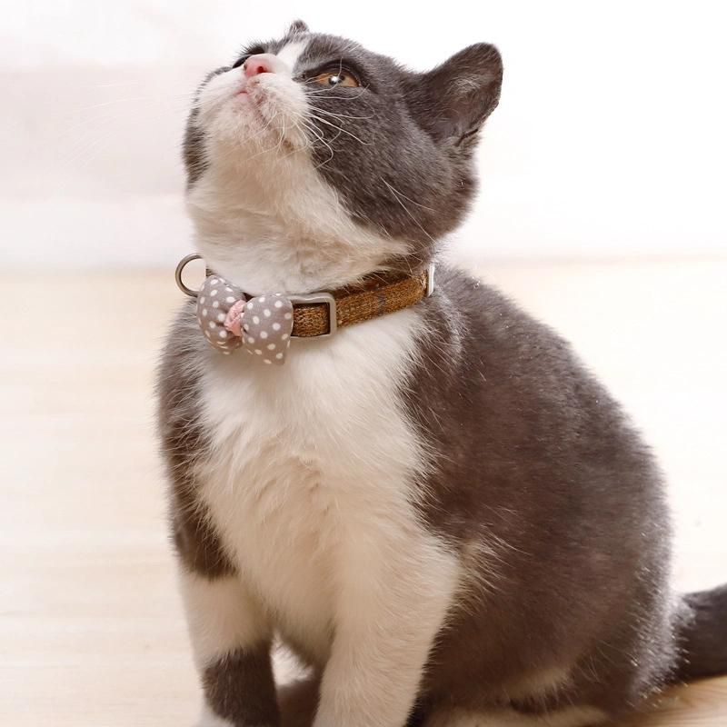 Cat Collars Cotton Striped Bowknot Necklace Tie Puppy Bandana Collar