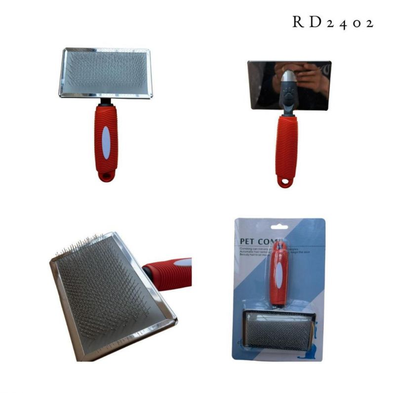 Stainless Steel Pet Shedding Grooming Comb and Brush Red-L
