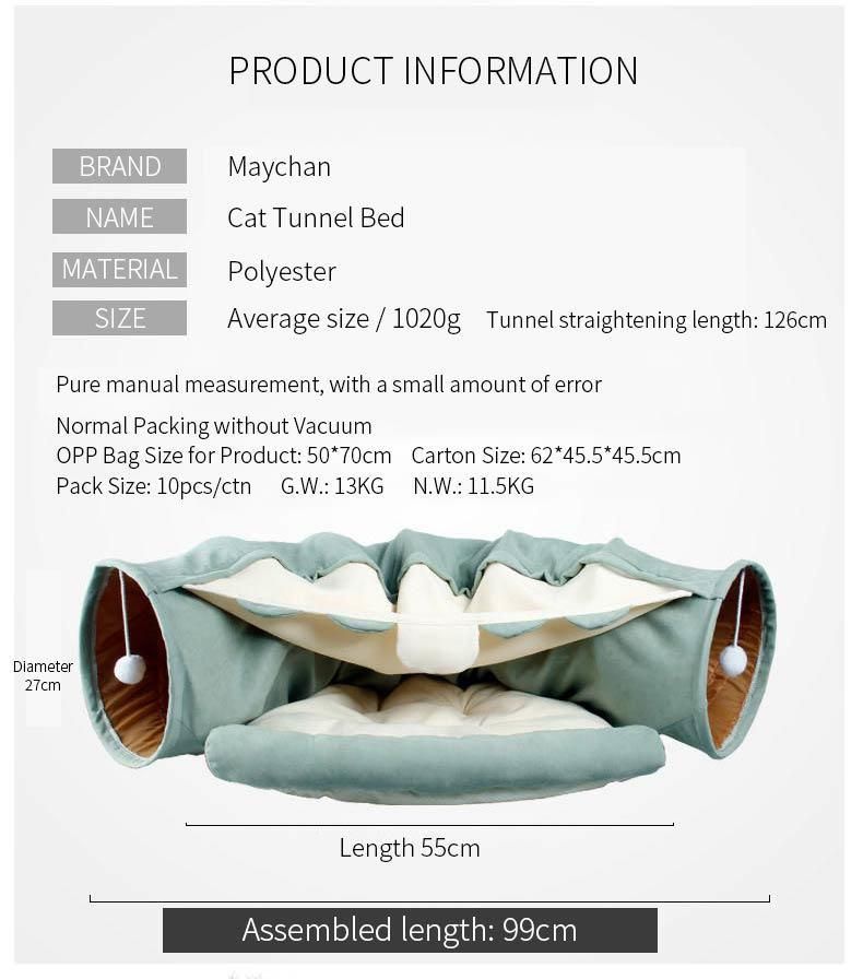 New Design Tent Shape Foldable Multi-Color Modern Pet Tunnel Cat Bed