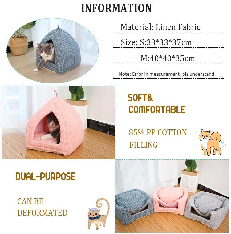 Colorful New Design High Resilience Sponge Pet Bed Soft Washable Semi-Enclosed Cat Bed