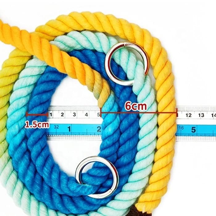 New Multi-Function Rope Leash Braided Rope Dog Leash Gradient Handmade 6FT Ombre Cotton Manufacturer OEM