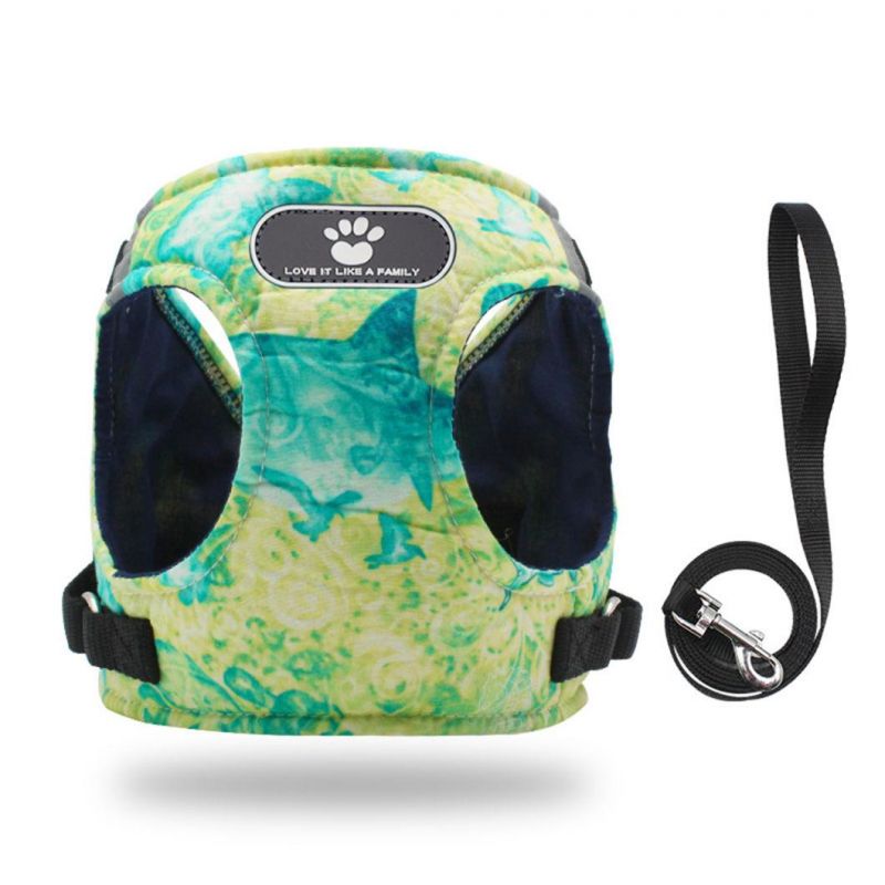 Beautiful Ocean Reduce Pressure Pet Harness with Leash for Dog Cat