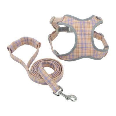 Colorful Plaid Pet Harness Walking Dog Harness with Pet Leash