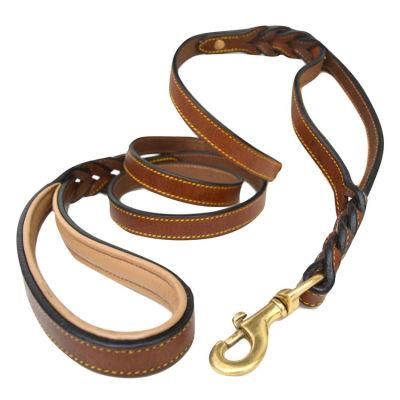 High Quality Braided Genuine Leather Dog Leash