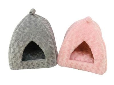 Circle Fur Soft Pyramid Hut Pet Bed