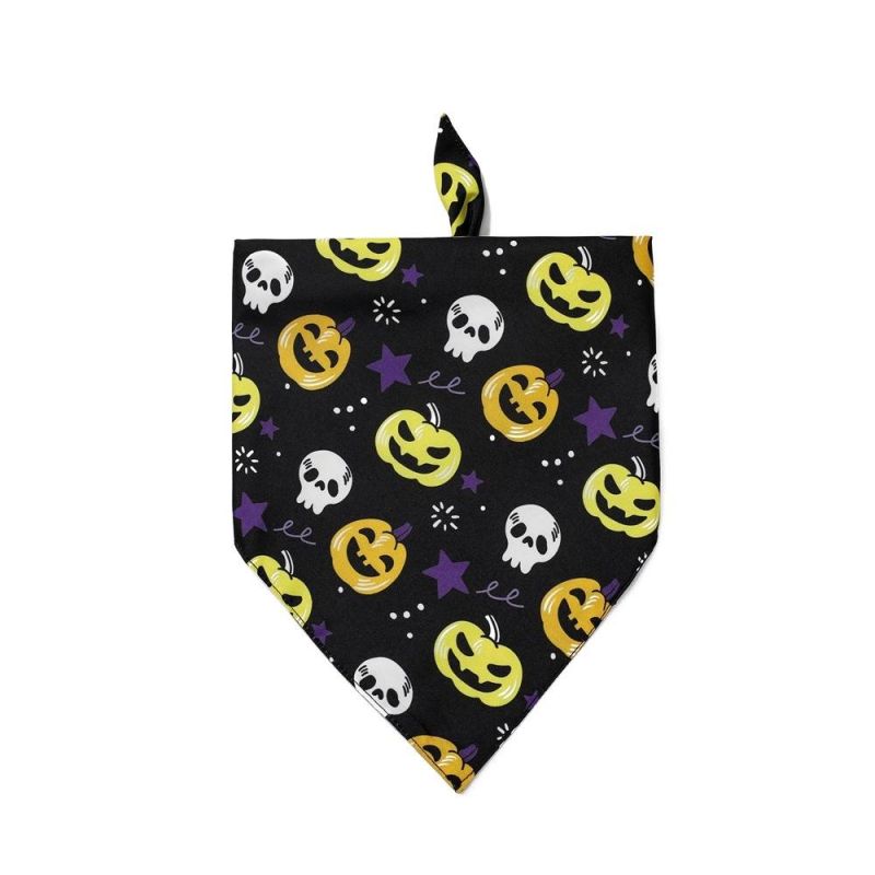 Halloween Dog Bandanas Pet Bandana Pumpkin Scarf Neckerchief Washable Dog Bibs