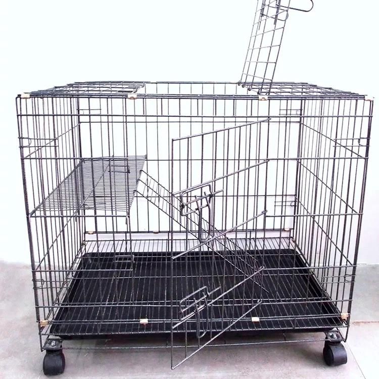 Hot Sale Good Quality Folding Iron Animal Pet Cat Cage with Two Doors