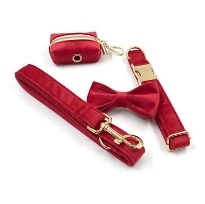 Luxury Cotton Webbing Collar Dog Black Soft Velvet Dog Collar Leashes Adjustable Cute Bowtie Premium Dog Collar Leads Luxury