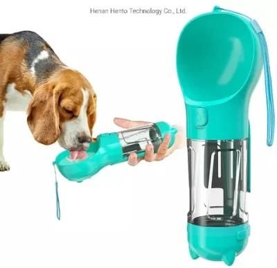 Portable Dog Travel Water Bottle with Detachable Food Container and Dog Poop Bag Poop Shovel