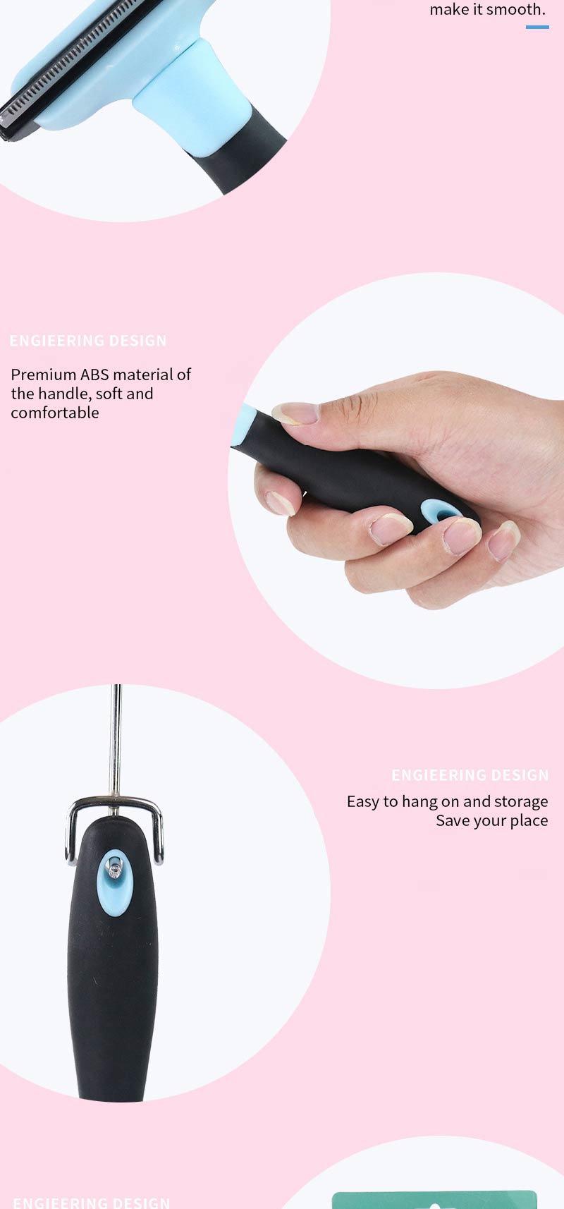 Hot Sale Deshedding Tool ABS Non-Slip Handle Stainless Steel Pet Dematting Grooming Comb