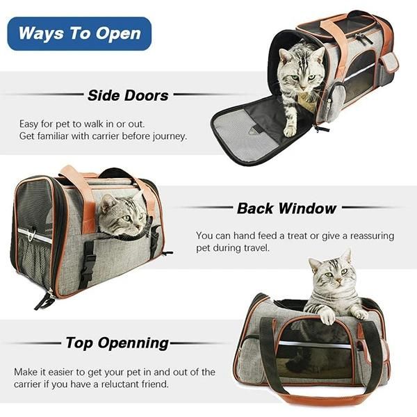 Pet Carrier Airline Approved Soft Sided for Cats and Dogs Portable Cozy Travel Pet Bag, Car Seat Safe Carrier
