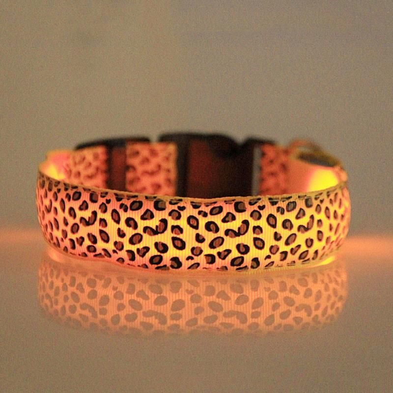 Nylon Leopard Spots Luminous LED Dog Collar Pet Products
