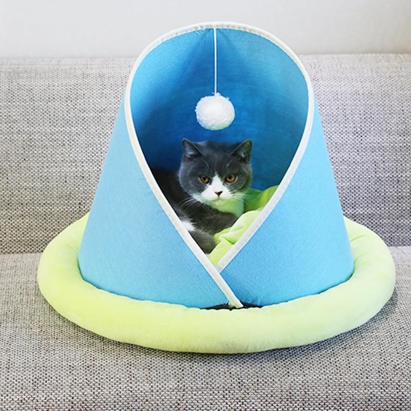 Sweet Cat Bed Warm Pet Basket Cozy Kitten Lounger Cushion Cat House Tent for Washable Cave Cats Beds
